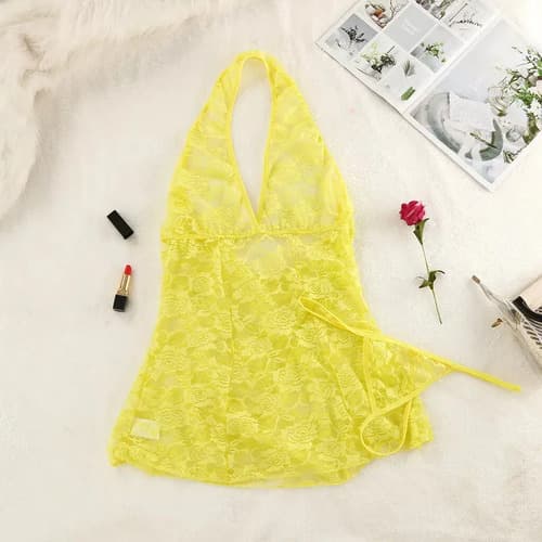Sexy Babydoll Lingerie - A Pedido_exkarg Amarillo 2