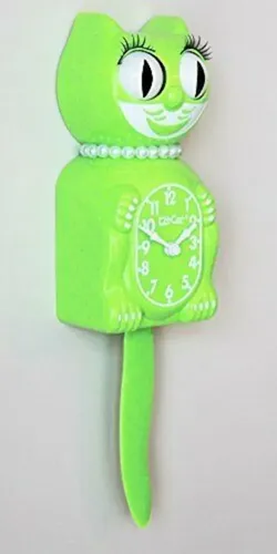 Reloj De Pared Kit Cat Lady Chartreuse - A Pedido_exkarg Verde Flúo