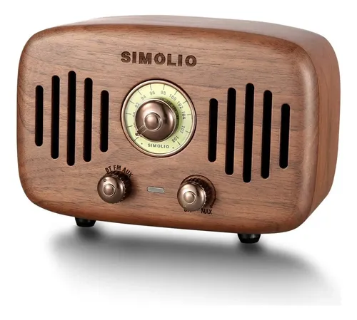 Parlante Simolio Retro Wood Radio Bluetooth - A Pedido Marrón