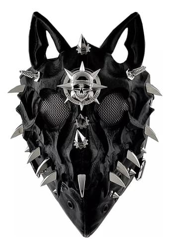 Mascara Halloween Rock Skull Rivet - A Pedido_exkarg Negro Skull 6