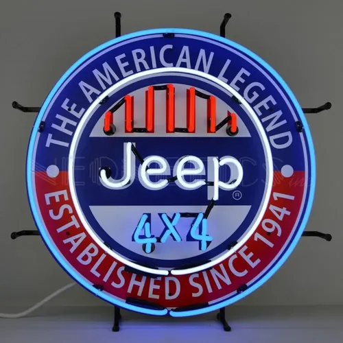 Cartel Jeep Luz Neon - A Pedido_exkarg Azul