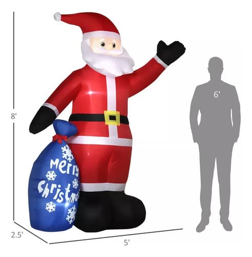 Papa Noel Inflable 8 Ft Led - A Pedido_exkarg Rojo 3