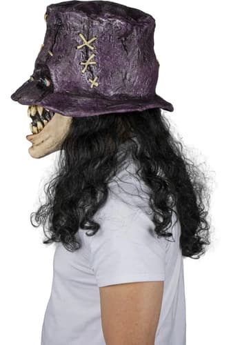 Máscara Vudú Sacerdote Pelo Largo Ghoulish Creepy Halloween Violeta 5