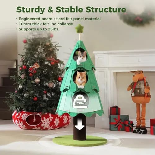 Casa Para Gatos Arbol Navideño - A Pedido_exkarg Verde 4