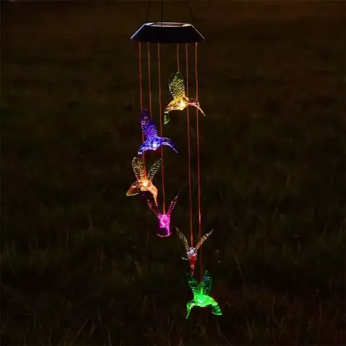 Campanas De Viento Colibrí Led Solar - A Pedido_exkarg Azul 3