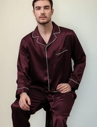 Pijama Saten Hombre - A Pedido_exkarg Bordó S M L
