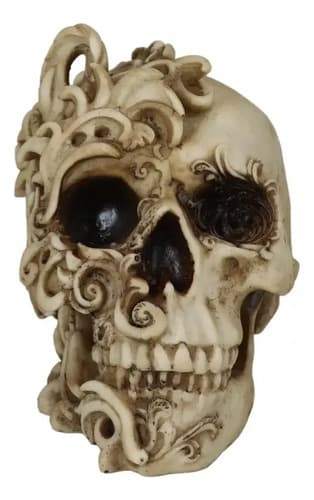 Craneo Decorativo Opera Tooled Rococo - A Pedido_exkarg Marfil Envejecido Con Pátina Oscura 4