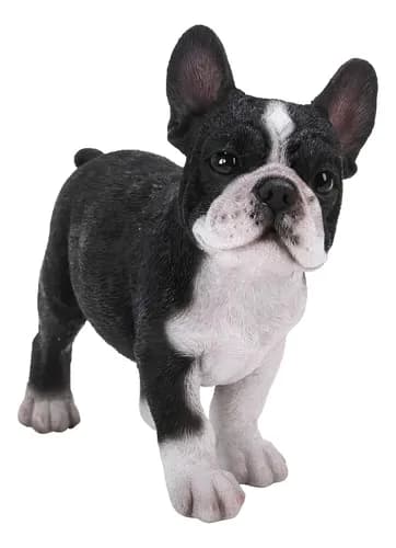 Estatua De Resina Cachorro Bulldog Francés Realista 25cm Color Negro