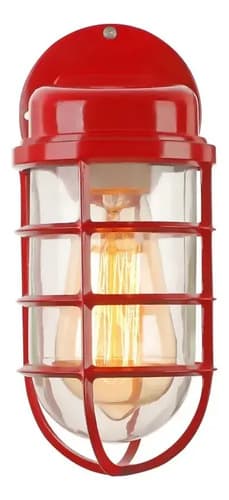 Aplique Luz Fixture Industrial Glass - A Pedido_exkarg Rojo 3