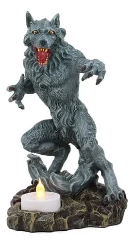 Estatua De Hombre Lobo Gótico Portavelas - A Pedido Negro