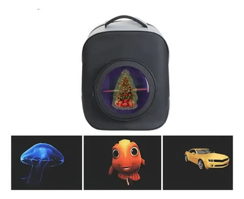 Mochila Con Holograma 3d Y Ventilador Led - A Pedido_exkarg Negro 2