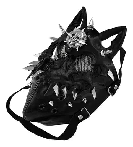 Mascara Halloween Rock Skull Rivet - A Pedido_exkarg Negro Skull 4