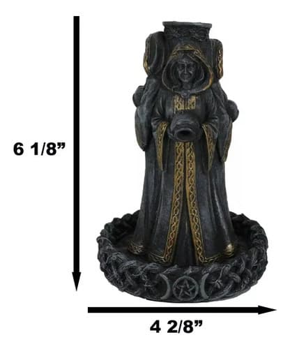 Porta Incienso Wicca Luna Diosa Doncella  - A Pedido_exkarg Negro 2