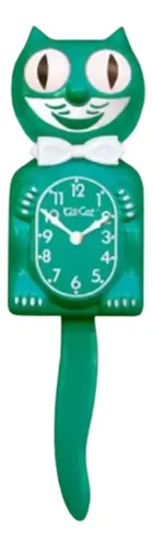 Reloj De Pared Green Beauty Kit Cat Klock - A Pedido_exkarg Verde