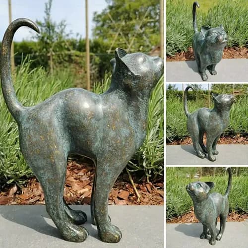 Estatua Decorativa Gato Resina Bronce - A Pedido_exkarg Bronce 5