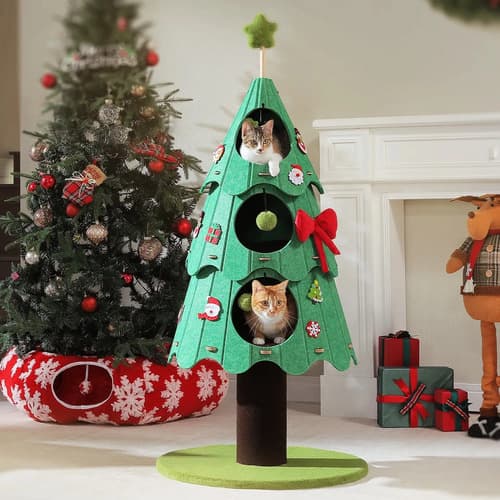 Casa Para Gatos Arbol Navideño - A Pedido_exkarg Verde 5