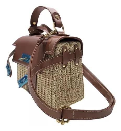 Bolso Bandolera De Paja Para Mujer - A Pedido_exkarg Marrón 3
