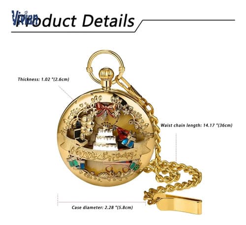 Reloj De Bolsillo De Cuarzo Caja Musical - A Pedido_exkarg Dorado 3