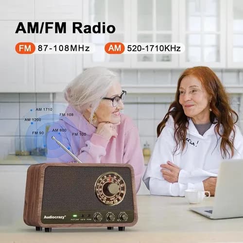 Radio Retro Am Fm Radio Tabletop Bluetooth - A Pedido Marrón 3
