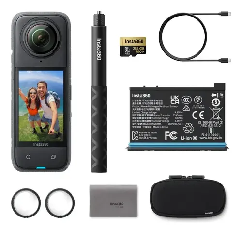 Insta360 X4 Adventure Bundle 8k 256gb Bateria Palo Invisible Negro