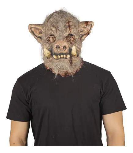 Máscara Jabalí Ghoulish Animal Creepy Halloween Adulto Marrón 7