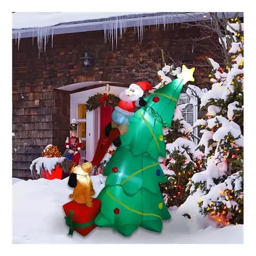 Papa Noel Inflable Escala Arbol - A Pedido_exkarg Rojo 7