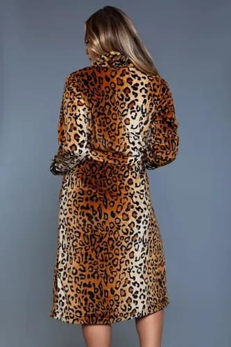 Bata De Peluche Leppard Print - A Pedido_exkarg Marrón 38 3