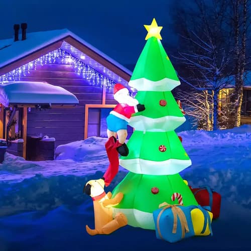 Papa Noel Inflable Arbol De Navidad - A Pedido_exkarg Verde 2