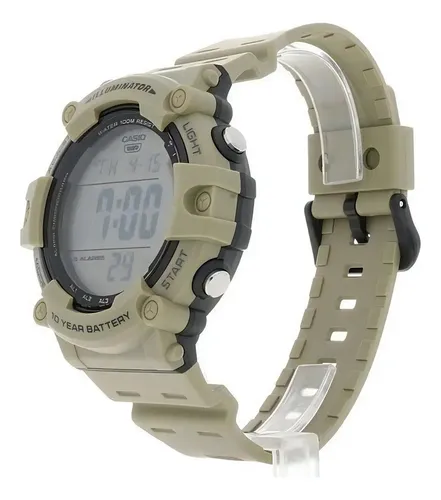 Reloj Casio Iluminator Ae-1500wh-5avef 100% Original Y Color De La Malla Caqui Color Del Bisel Caqui Color Del Fondo Claro Café 11