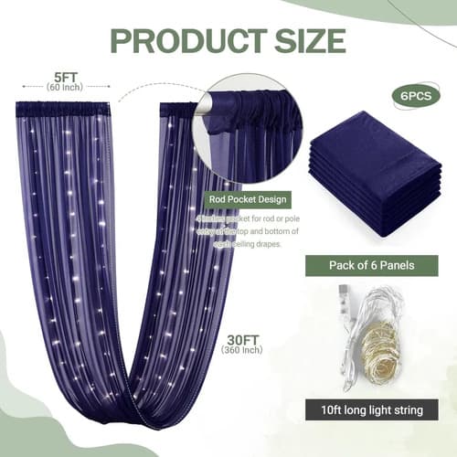 Cortinas De Techo Azul Marino De 6 Paneles - A Pedido 2