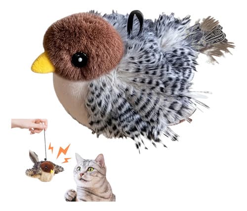 Juguete Para Gatos Gorrion Con Chirridos - A Pedido_exkarg Gris