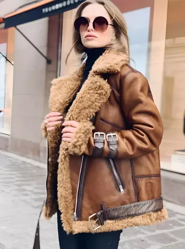 Campera Mujer Aviator Raf Bomber Leather - A Pedido_exkarg Marrón 38 3