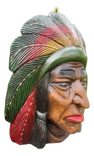 Cabeza Decorativa Madera Jefe Indio - A Pedido_exkarg Marrón