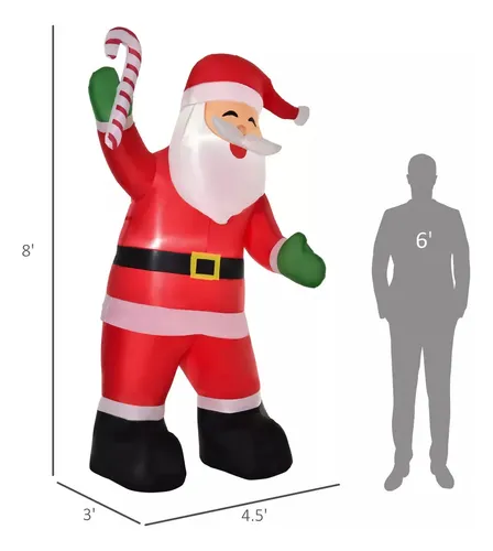 Papa Noel Inflable 8 Ft Led Xmas - A Pedido_exkarg Rojo 5