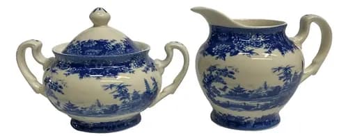 Juego Set X 12 Plato Te De Porcelana - A Pedido Azul 3