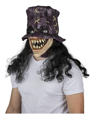 Máscara Vudú Sacerdote Pelo Largo Ghoulish Creepy Halloween Violeta 6