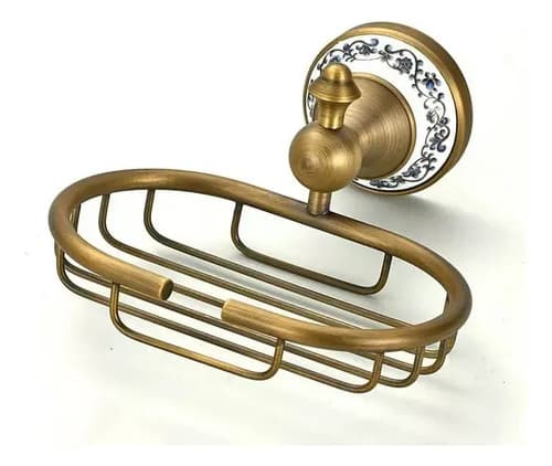 Jabonera Antique Brass Ceramic Flower - A Pedido_exkarg Dorado