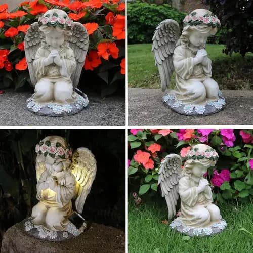 Estatua Angel Que Reza Solar - A Pedido_exkarg Blanco 3