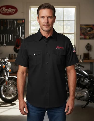 Camisa Hombre Indian Motorcycle Men's - A Pedido_exkarg Negro S