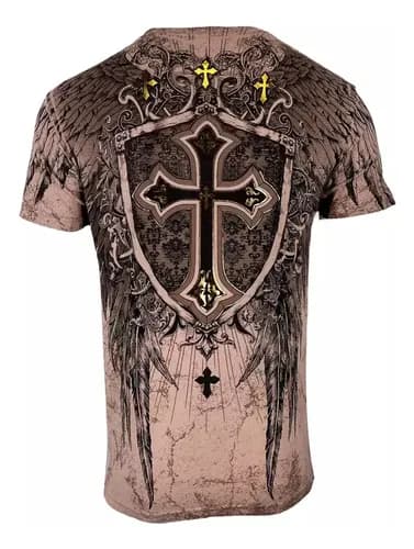 Remera Affliction Men's Inhuman Skulls - A Pedido_exkarg Marrón 38 2