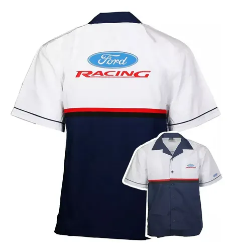 Camisa Hombre Ford Racing Pit Mechanic - A Pedido_exkarg Blanco M 6