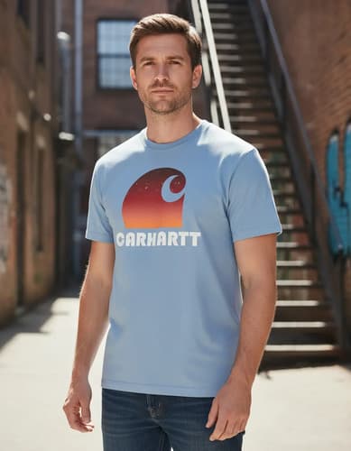 Remera Carhartt Men's Loose Fit - A Pedido_exkarg Celeste 38
