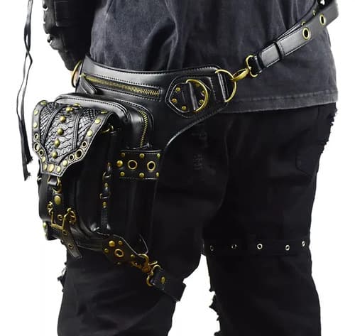 Riñonera Steampunk Purse Motorcycle - A Pedido_exkarg Negro X