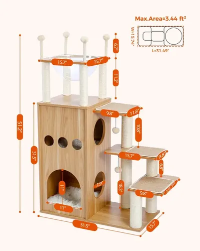 Rascador Moderno De Madera Para Gatos - A Pedido_exkarg Marrón 3