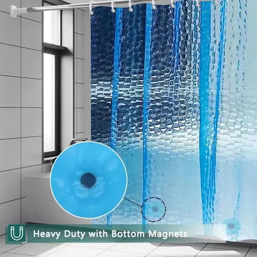 Cortina De Baño Waterproof Eva 3d Blue - A Pedido_exkarg Azul 2