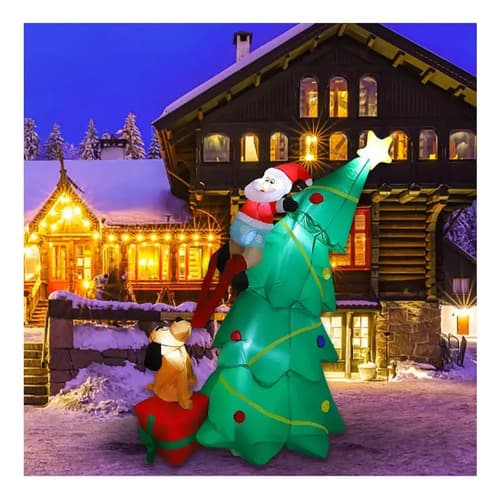 Papa Noel Inflable Escala Arbol - A Pedido_exkarg Rojo 2