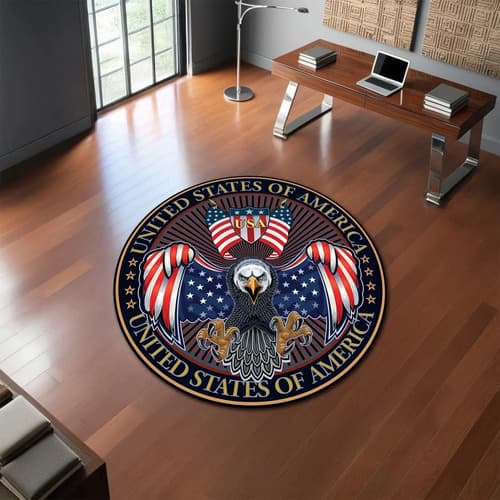 Alfombra Redonda Usa President Seal - A Pedido_exkarg 60 Cm