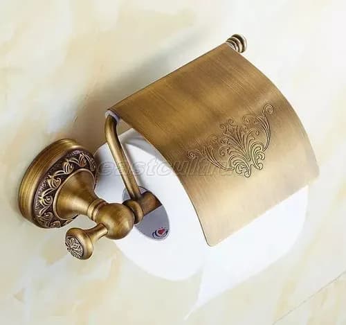 Porta Rollo Papel Higienico Antique Bronze - A Pedido_exkarg Dorado 2