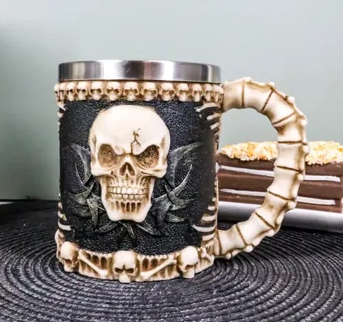 Taza De Cafe  Evil Grinning Tribal Skull - A Pedido_exkarg Negro 3