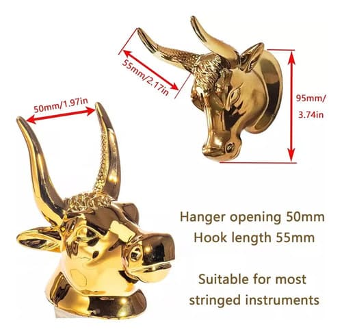 Soporte De Pared P/guitarra Cabeza De Toro - A Pedido_exkarg Dorado 2